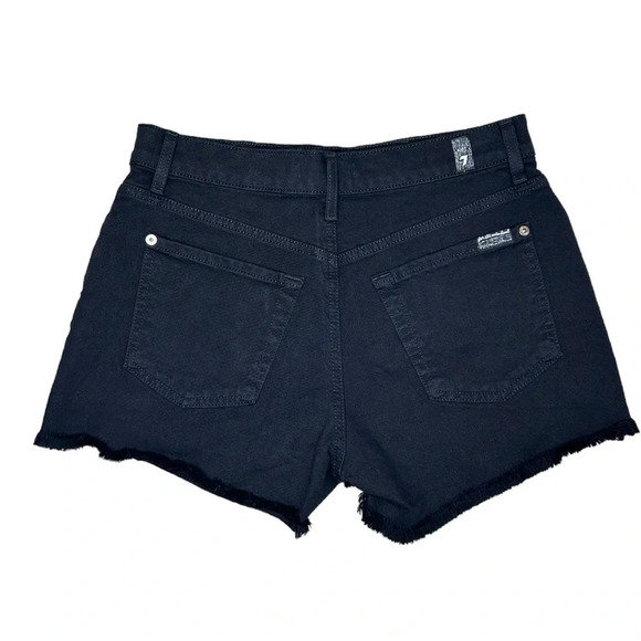7 FOR ALL MANKIND Women’s Broken Twill Cut Off Short Black Size 28 - Picture 3 of 16